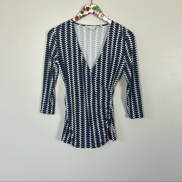 Boden Mock Wrap Womens Top Jersey Knit Ruched Stretch Size 4R - Picture 2 of 9